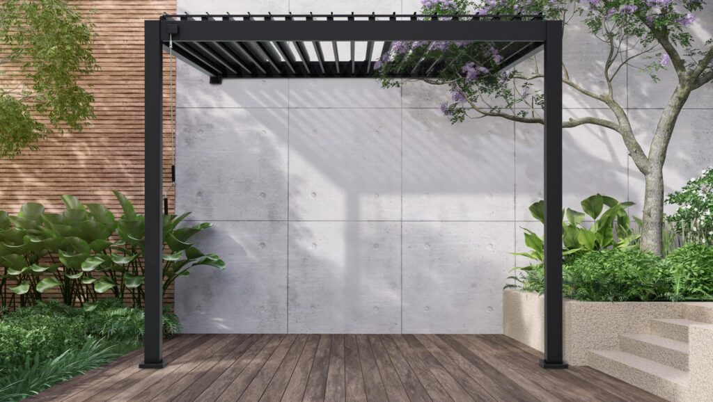 Realizace pergoly připevněné ke stěně domu Wall